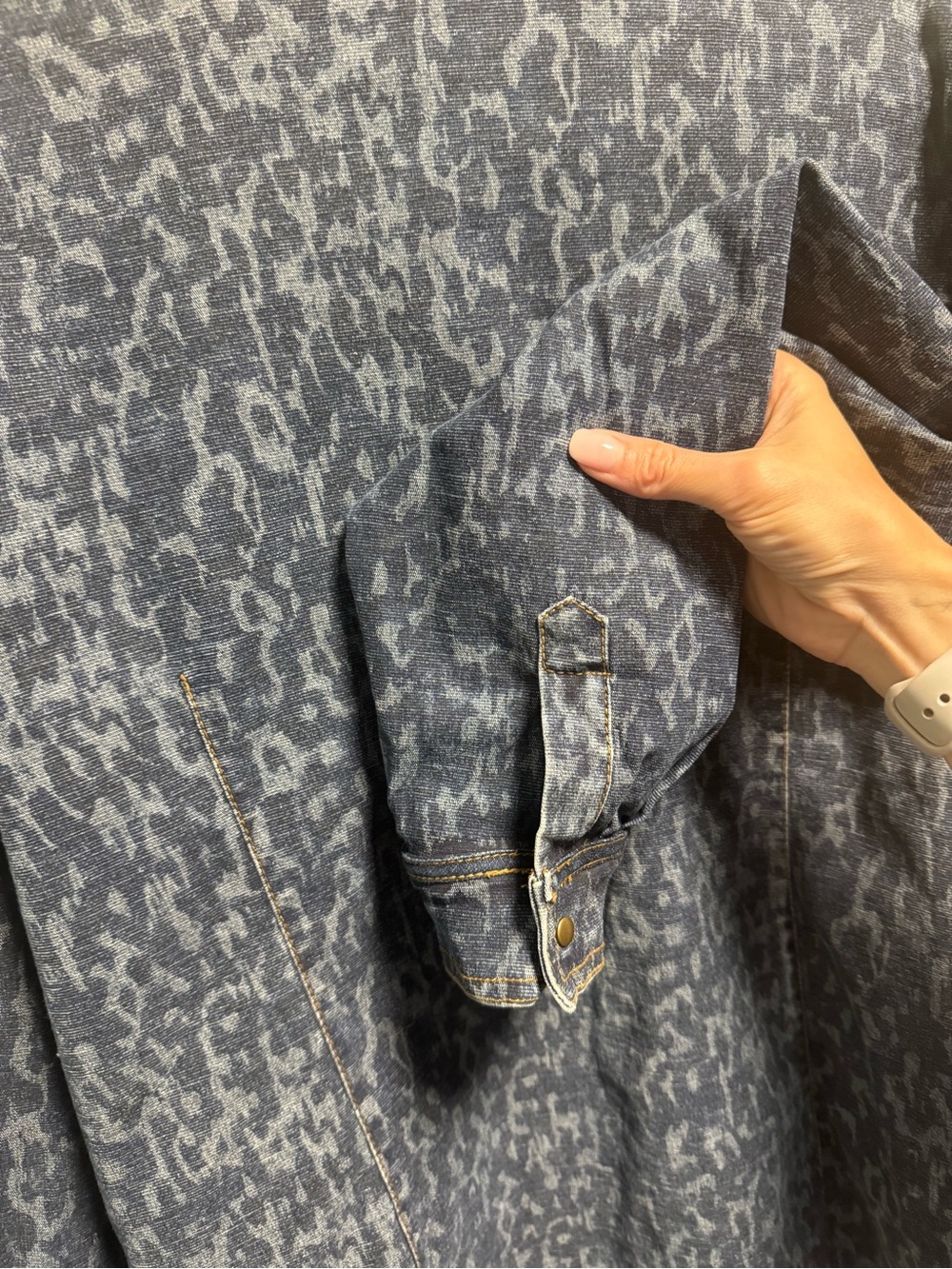 DG2 by Diane Gilman Blue Leopard-Print Denim Jacket - Picture 8 of 8